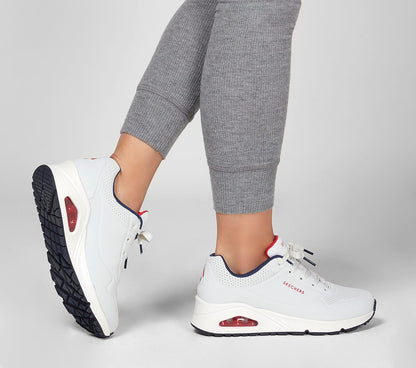 Skechers Ladies Street Uno Stand on Air White Trainers 73690