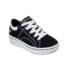 Skechers Ladies Bring It Back Black/White Trainers 74100