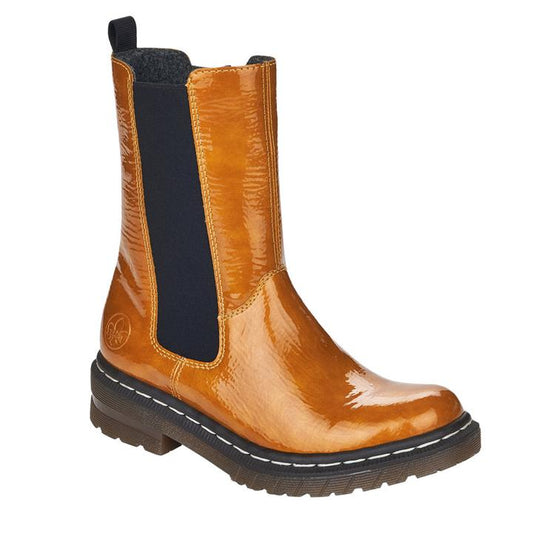 Rieker Ladies Yellow Patent Boots 76280-68