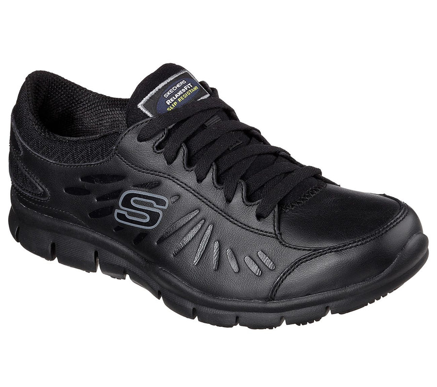 Skechers Ladies Relaxed Fit Eldred SR Black Trainer Shoes 76551EC