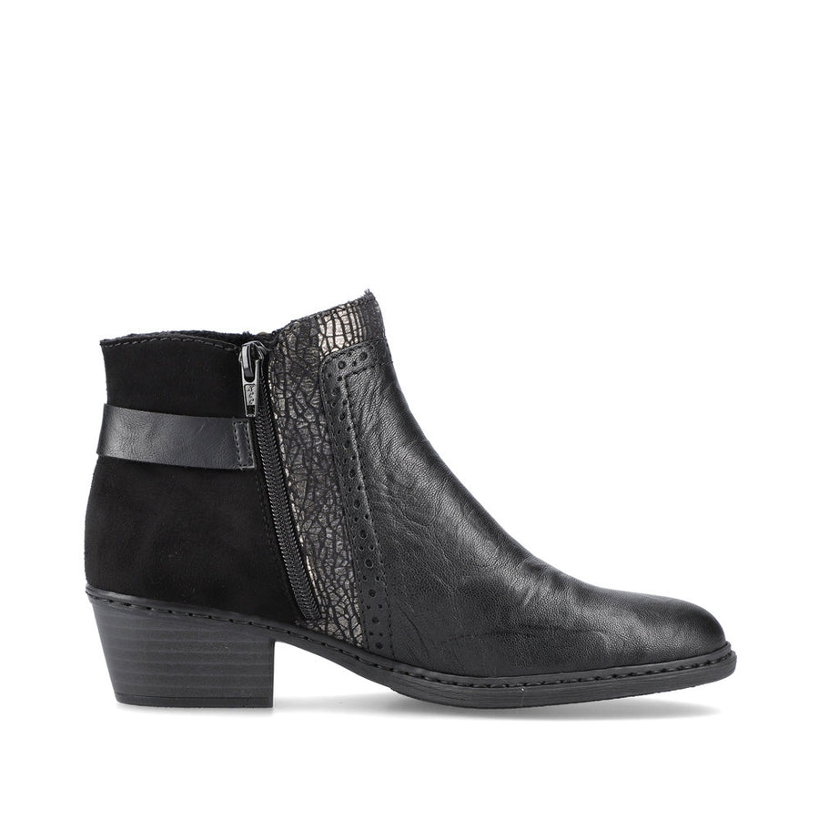 Rieker Ladies Black Ankle Boots 75585-00