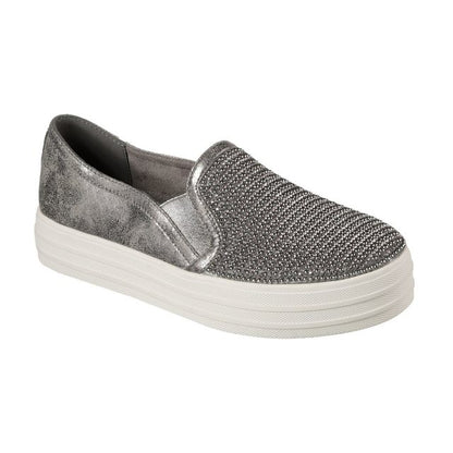 Skechers Ladies Shiny Dancer Silver Slip On Trainers 801