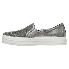 Skechers Ladies Shiny Dancer Silver Slip On Trainers 801