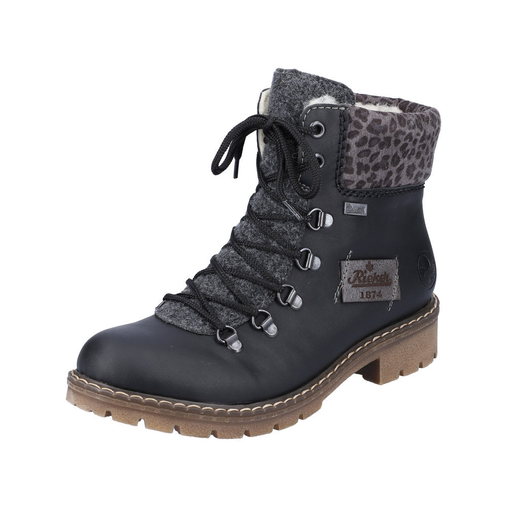 Rieker Y9136-00 Ladies Black /Grey Lace up