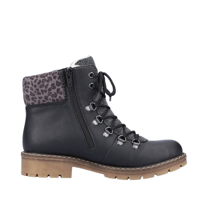 Rieker Y9136-00 Ladies Black /Grey Lace up