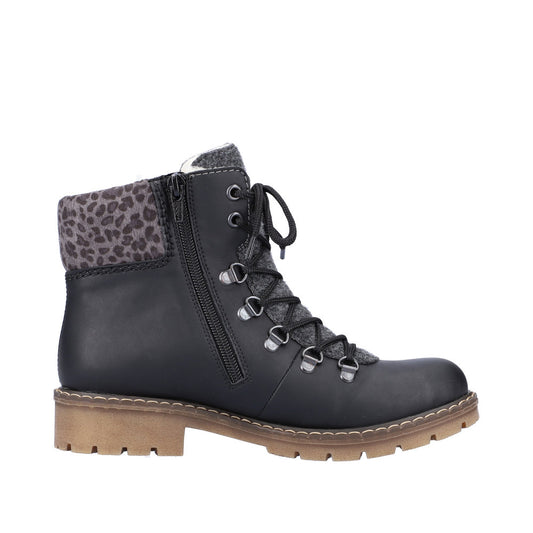 Rieker Y9136-00 Ladies Black /Grey Lace up