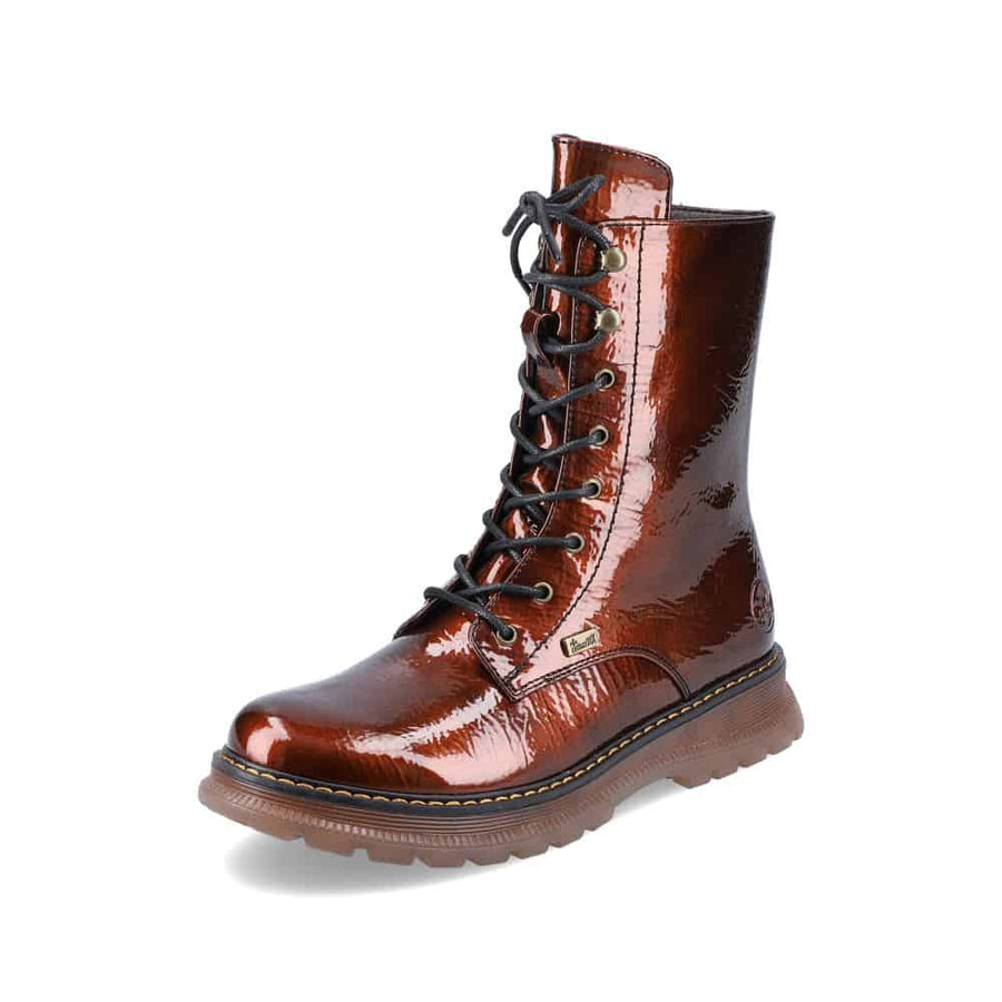 Rieker Ladies Bronze Patent Ankle Boots 92840-25