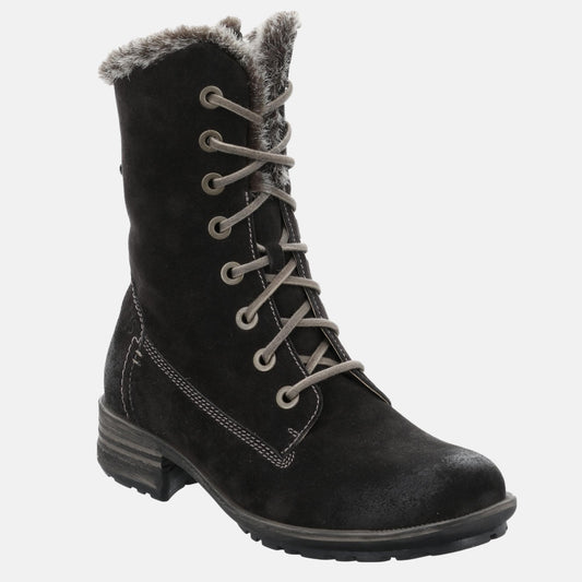 Josef Seibel Ladies Sandra 93 Black Combat Style Ankle Boots 93893 PL949 150
