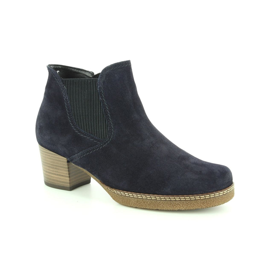 Gabor Ladies Lilia Navy Suede Chelsea Heeled Ankle Boots 96.661.36