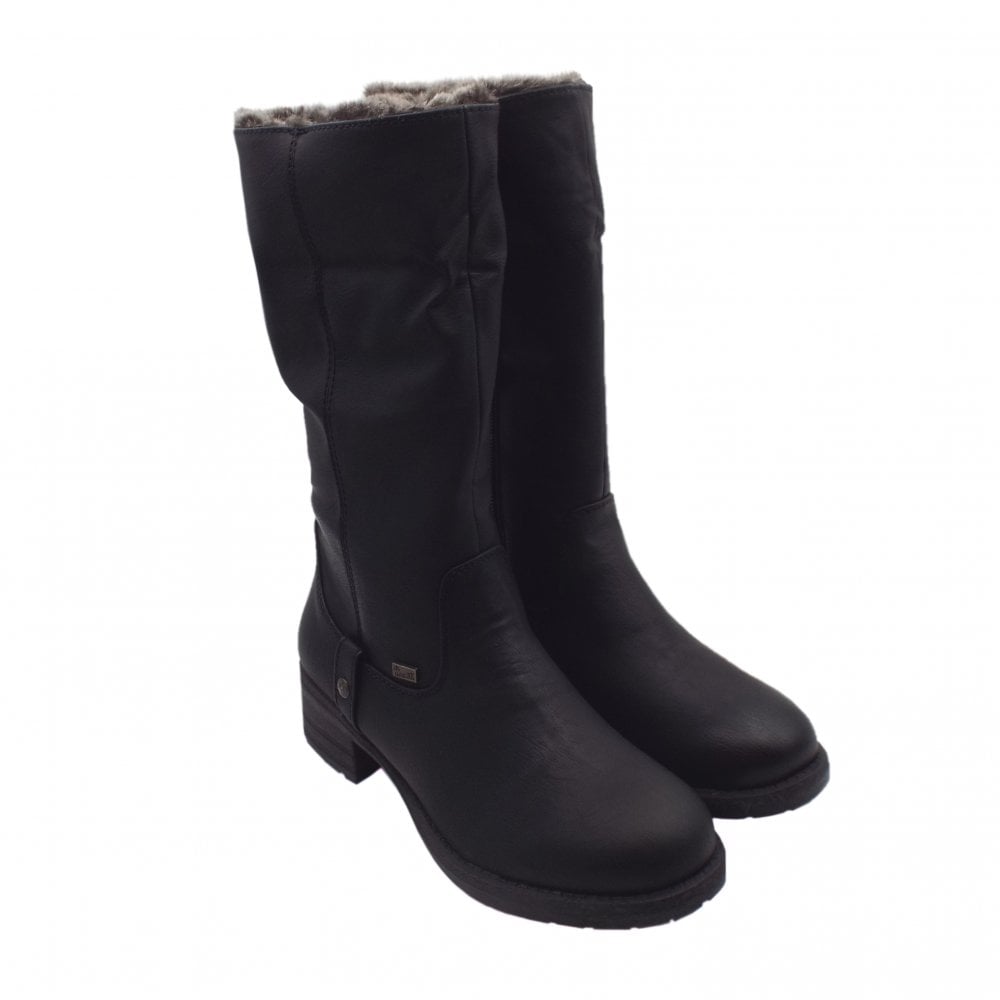 Rieker Ladies Black Winter Warm Fleece Boots 96854-00