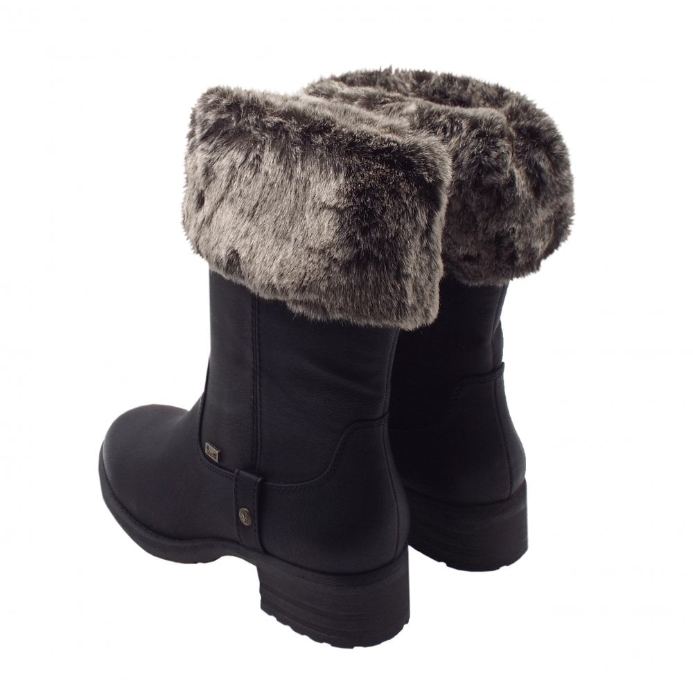 Rieker Ladies Black Winter Warm Fleece Boots 96854-00