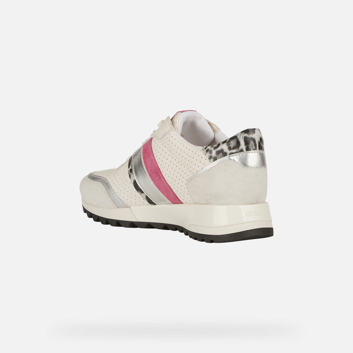 Geox Ladies J16AQA Tabelya Off White/Fushia Trainer