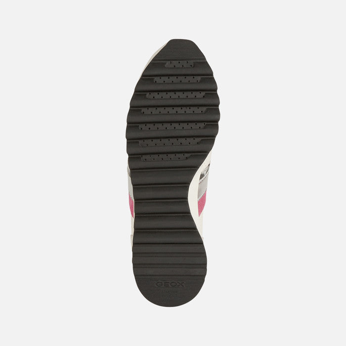 Geox Ladies J16AQA Tabelya Off White/Fushia Trainer