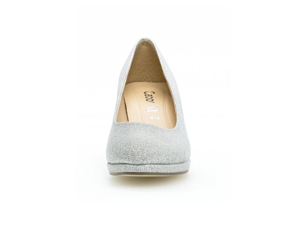 Gabor 01-260-60 Ladies Silver Sparkle Court Shoe