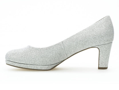 Gabor 01-260-60 Ladies Silver Sparkle Court Shoe