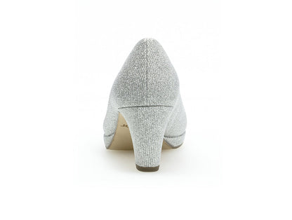Gabor 01-260-60 Ladies Silver Sparkle Court Shoe