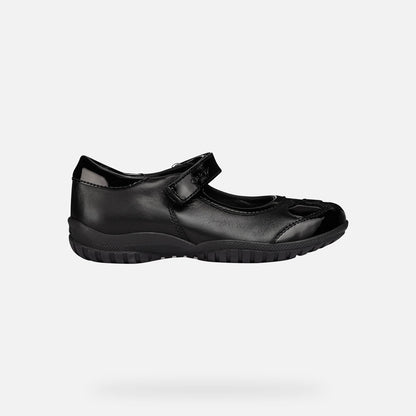 Geox J84A6B Shadow Girls Black Leather/Patent