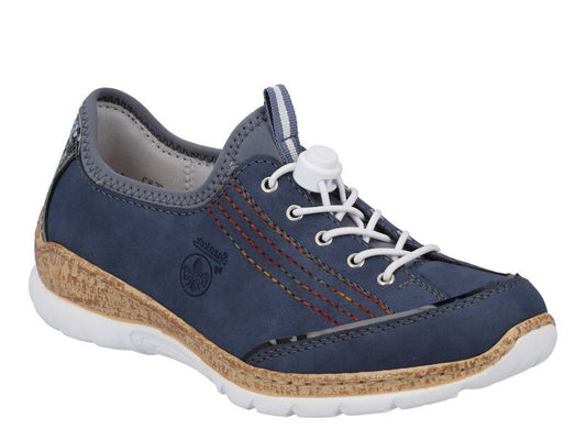Rieker N42T0-14 Blue Trainers Ladies Shoes - Elasticated