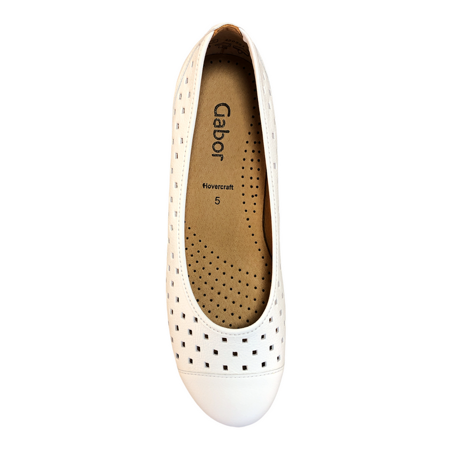 Gabor 84.169.21 Ruffle White Ballerina Shoe