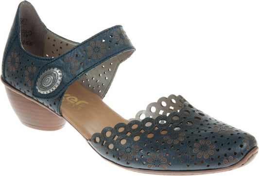Rieker 43753-14 Ladies Navy Heel Shoe
