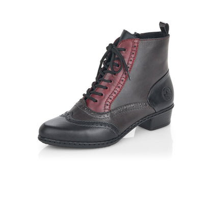 Rieker Ladies Black & Red Heeled Boots Y0722-00