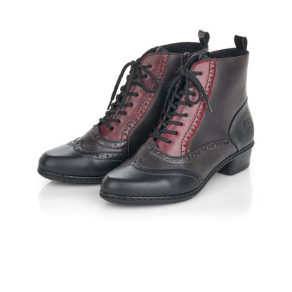 Rieker Ladies Black & Red Heeled Boots Y0722-00