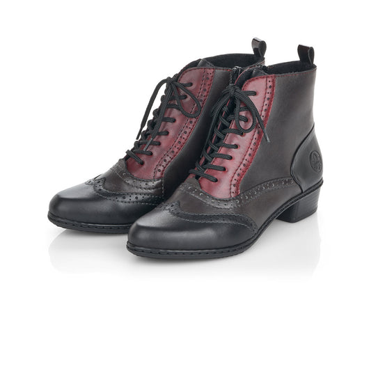 Rieker Ladies Black & Red Heeled Boots Y0722-00