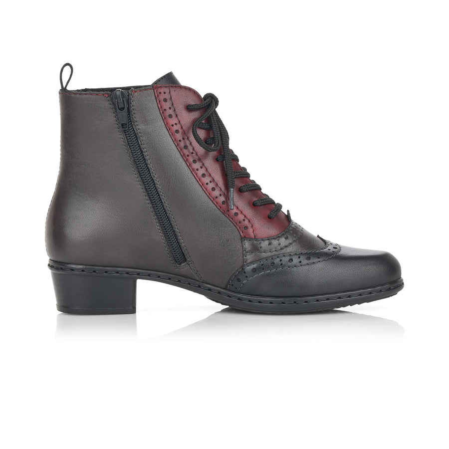 Rieker Ladies Black & Red Heeled Boots Y0722-00