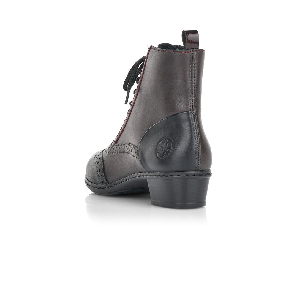 Rieker Ladies Black & Red Heeled Boots Y0722-00