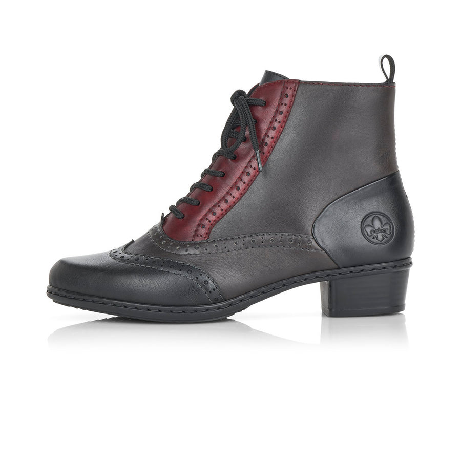 Rieker Ladies Black & Red Heeled Boots Y0722-00
