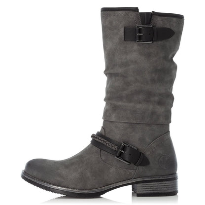 Rieker Ladies Grey Zip Up Boots 98860-45