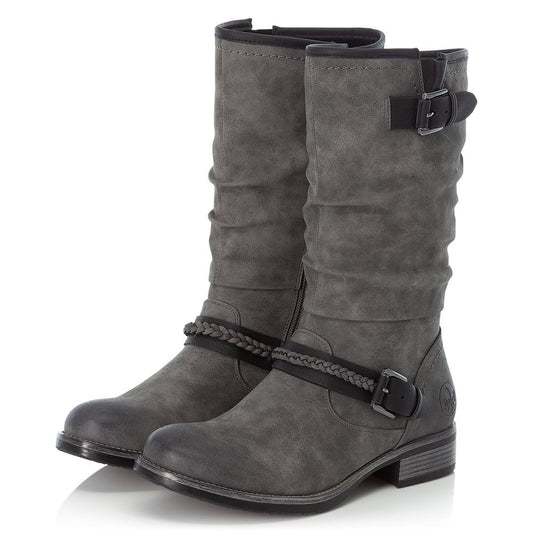 Rieker Ladies Grey Zip Up Boots 98860-45