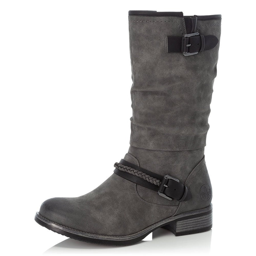 Rieker Ladies Grey Zip Up Boots 98860-45