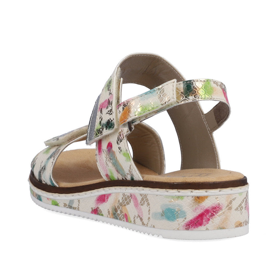 Rieker V36B9-90 Ladies White Multi Sandal