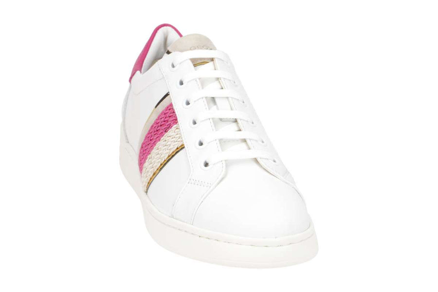 Geox Ladies D251BC D Jaysen C White/Fushia Trainer