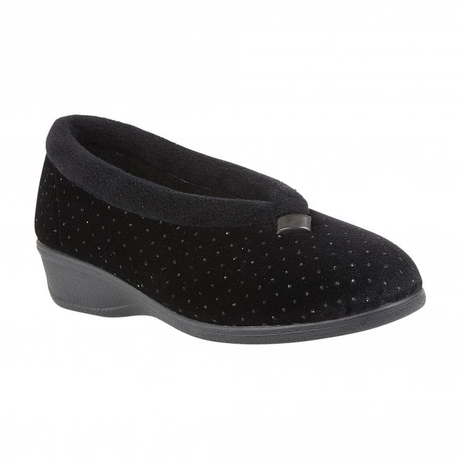 Lotus ULH048 Beverley Ladies Slipper Black