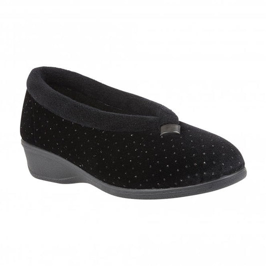 Lotus ULH048 Beverley Ladies Slipper Black