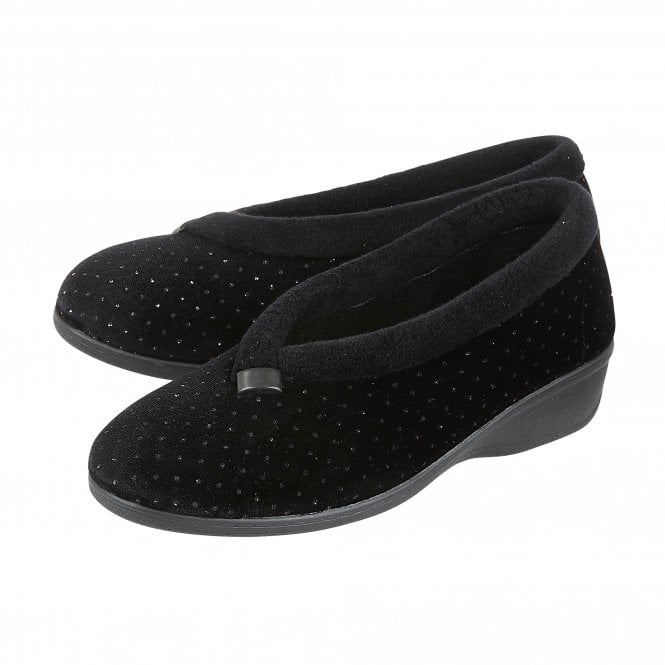 Lotus ULH048 Beverley Ladies Slipper Black