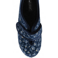 Lotus ULH055 Wilma Ladies Slipper Blue Chequers Shoes