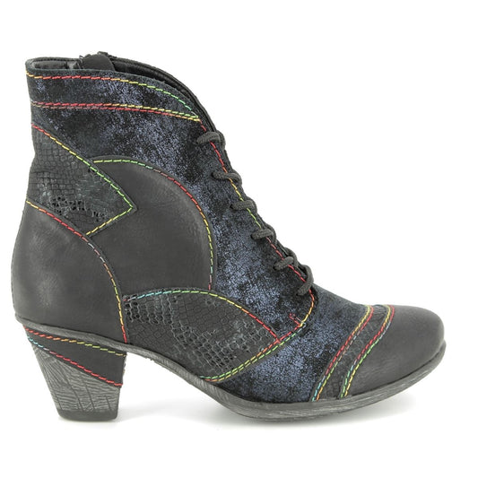 Remonte Ladies Black Combination Ankle Boots D8774-02