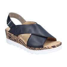 Rieker 67189-14 Ladies Navy Wedge Sandal