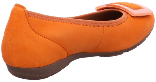 Gabor Ladies Riband Orange Suede  Ballerina Pumps 44.164.23