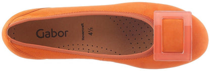 Gabor Ladies Riband Orange Suede  Ballerina Pumps 44.164.23