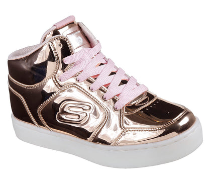 Skechers Kids Energy Lights Rose Gold Hi-Top Trainers 10771