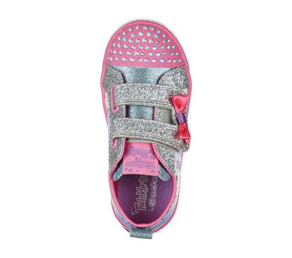Skechers Kids Baby Twinkle Toes: Shuffle Lite - Sparkle Hearts Plata-Multicolour Trainers 20135