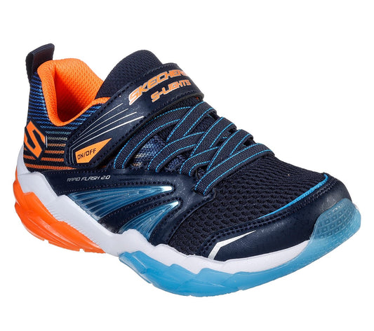 Skechers Kids S Lights: Rapid Flash 2.0 Navy Multi Light Up Trainers 90725L
