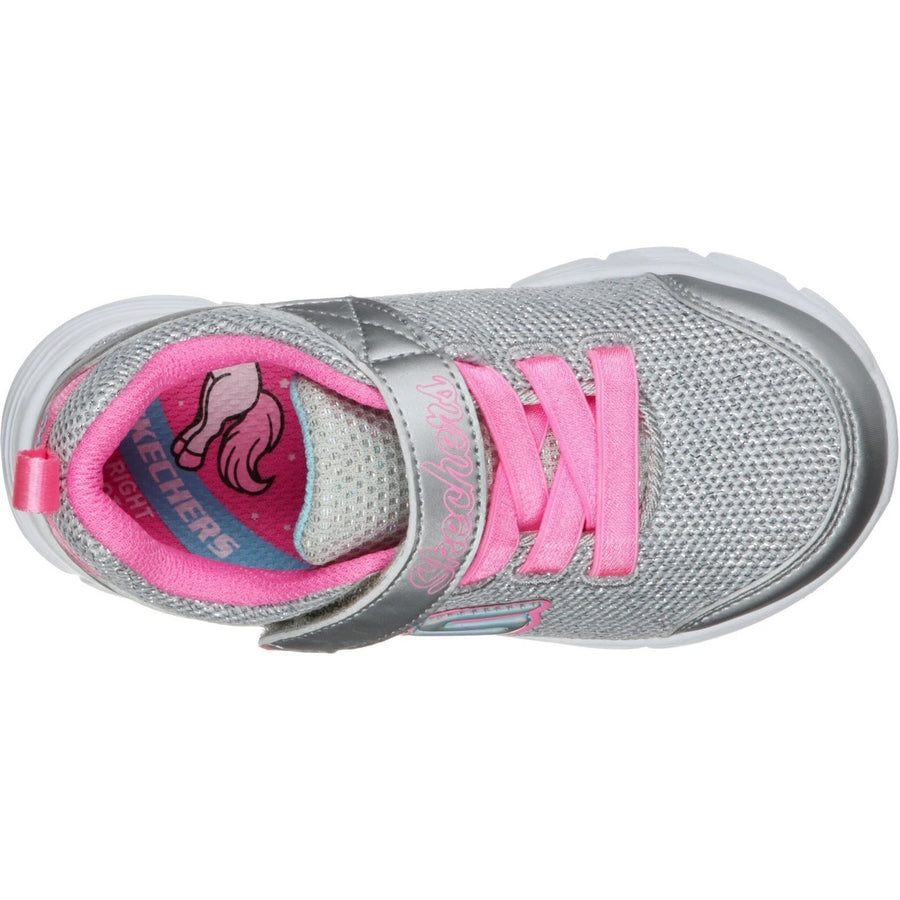 Skechers Kids Comfy Flex Moving On Silver & Pink Girls Trainers 302107