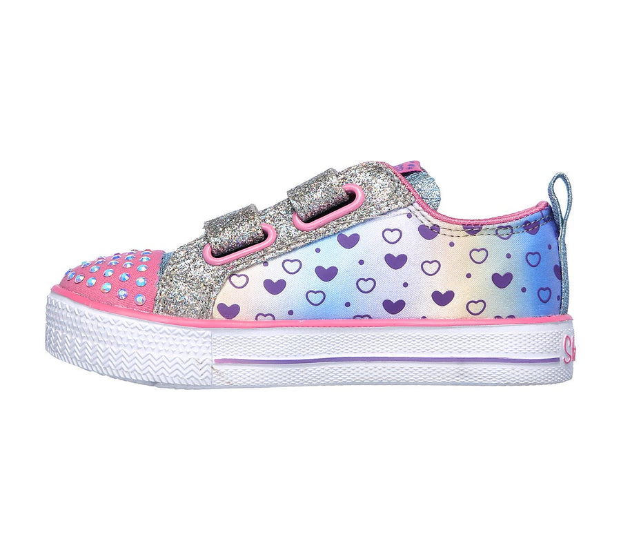 Skechers Kids Baby Twinkle Toes: Shuffle Lite - Sparkle Hearts Plata-Multicolour Trainers 20135