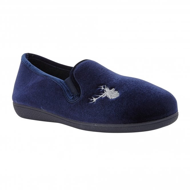 Lotus UMH024 Mens Navy Velour Slipper