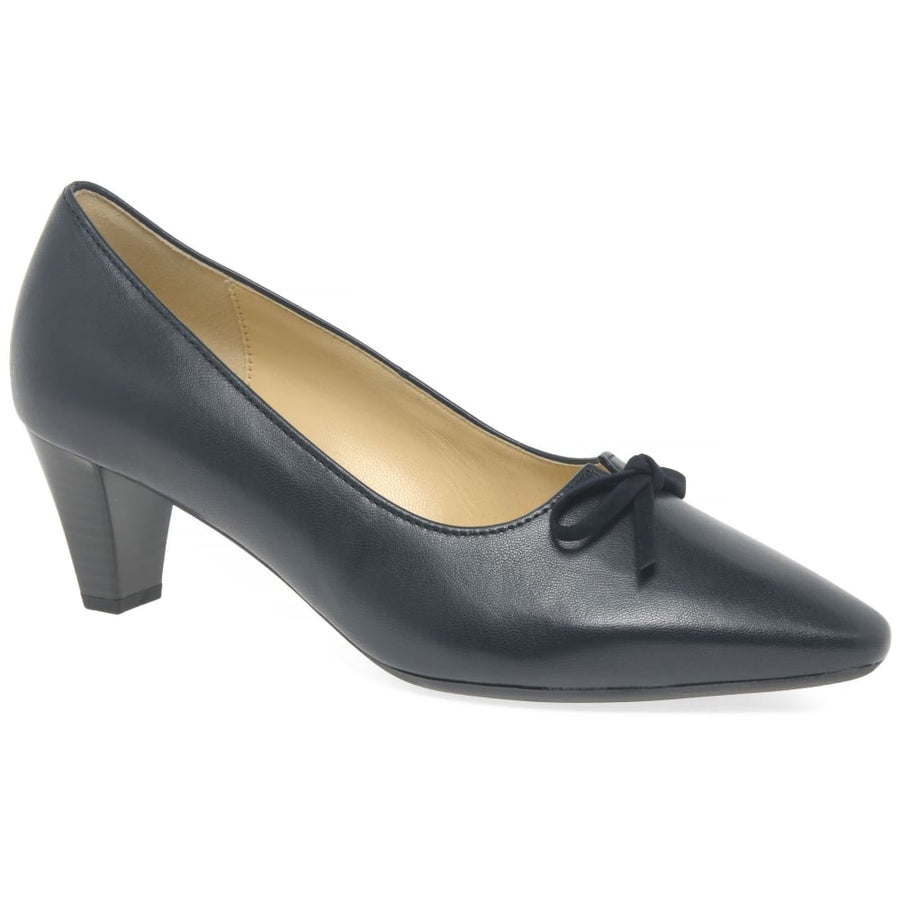 Gabor Ladies 05.147.37 Pearl Black Bow Court Shoe